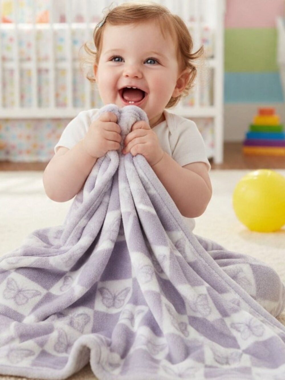 NEW Purple Butterfly Checkered Plush Velvet Baby Blanket Toddler Heavenly Sent